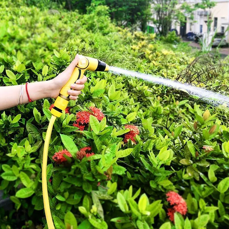 10 Meters Wash Car Suit Home Wash Car High-pressure Water Irrigation Gardening Cleaning Storage Rack Tool Spray Boiler Wash Car Artifact TPR Yellow Water Pipe Set