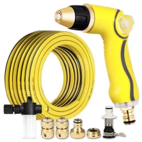 10 Meters Wash Car Suit Home Wash Car High-pressure Water Irrigation Gardening Cleaning Storage Rack Tool Spray Boiler Wash Car Artifact TPR Yellow Water Pipe Set