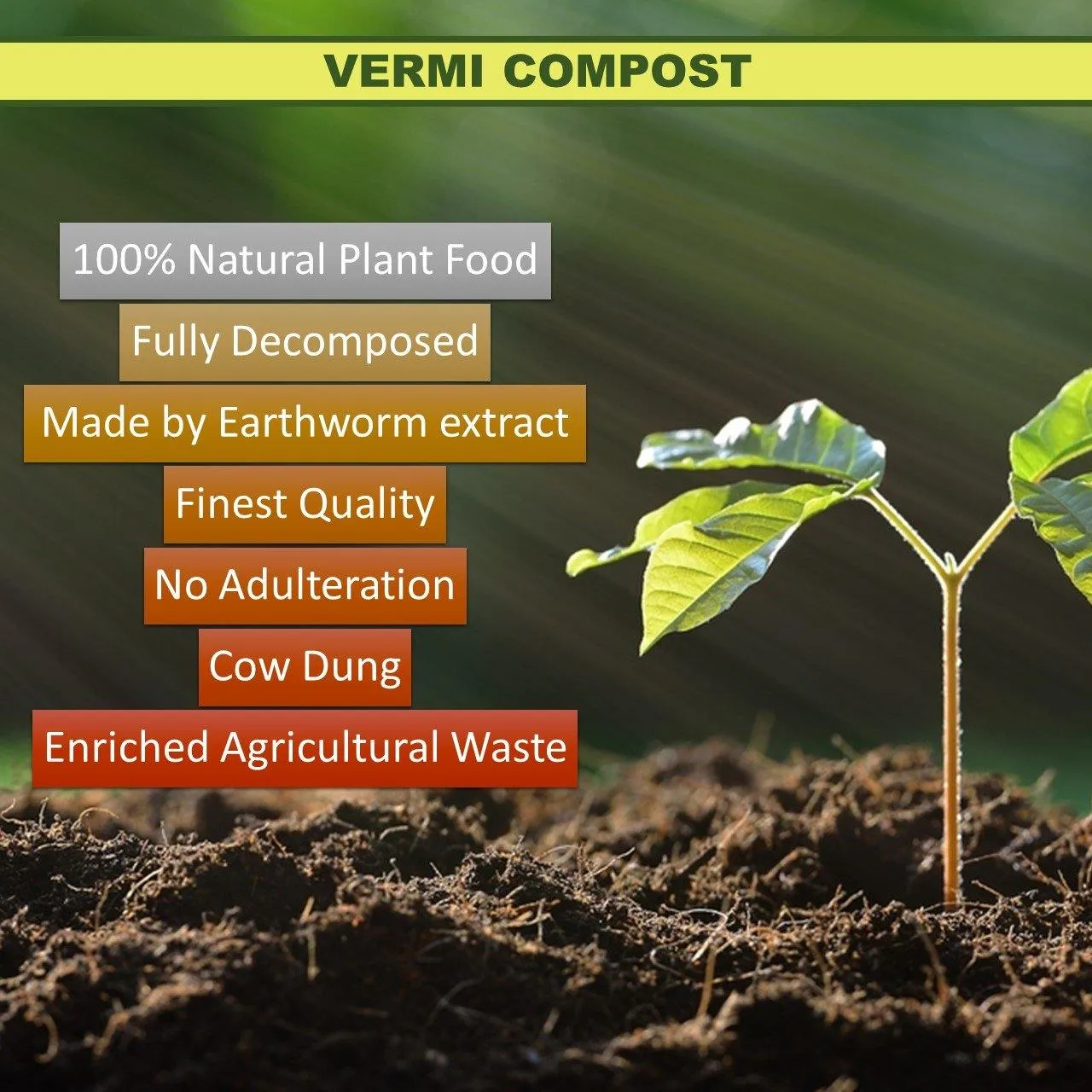 100% Organic Vermicompost Plant Fertilizers