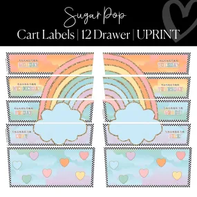 12 Drawer Rolling Cart Labels | Pastel Classroom Decor | Sugar Pop | UPRINT | Schoolgirl Style