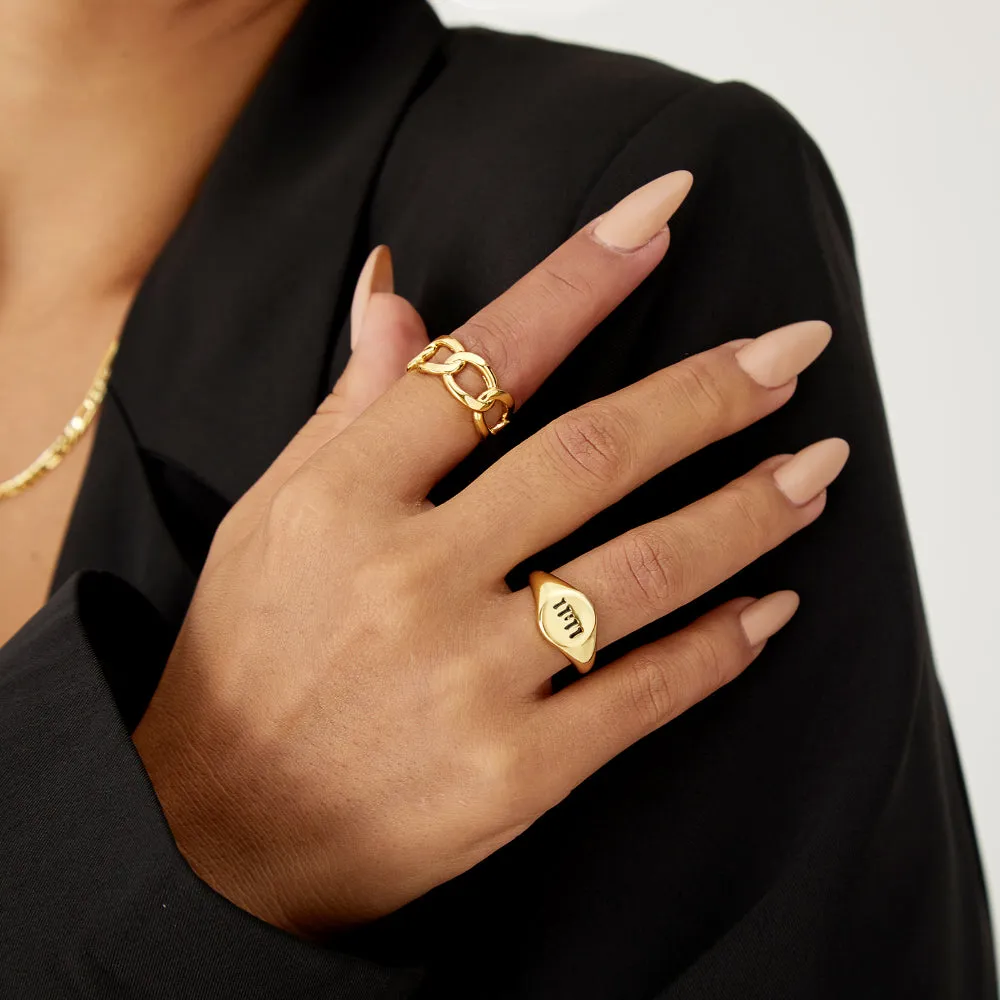 14K Gold Chunky Gold Rings Set for Women-2Pcs