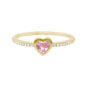 14K GOLD DIAMOND AND PINK SAPPHIRE MILANA HEART RING