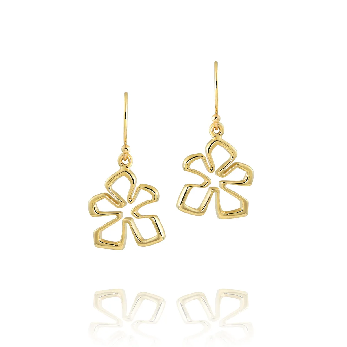 14k Gold Small Open Tiki Flower Earrings