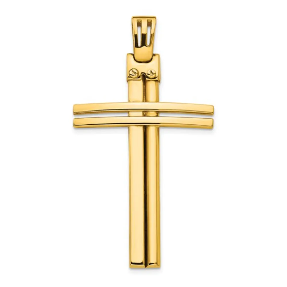 14k Yellow Gold Polished Cross Pendant