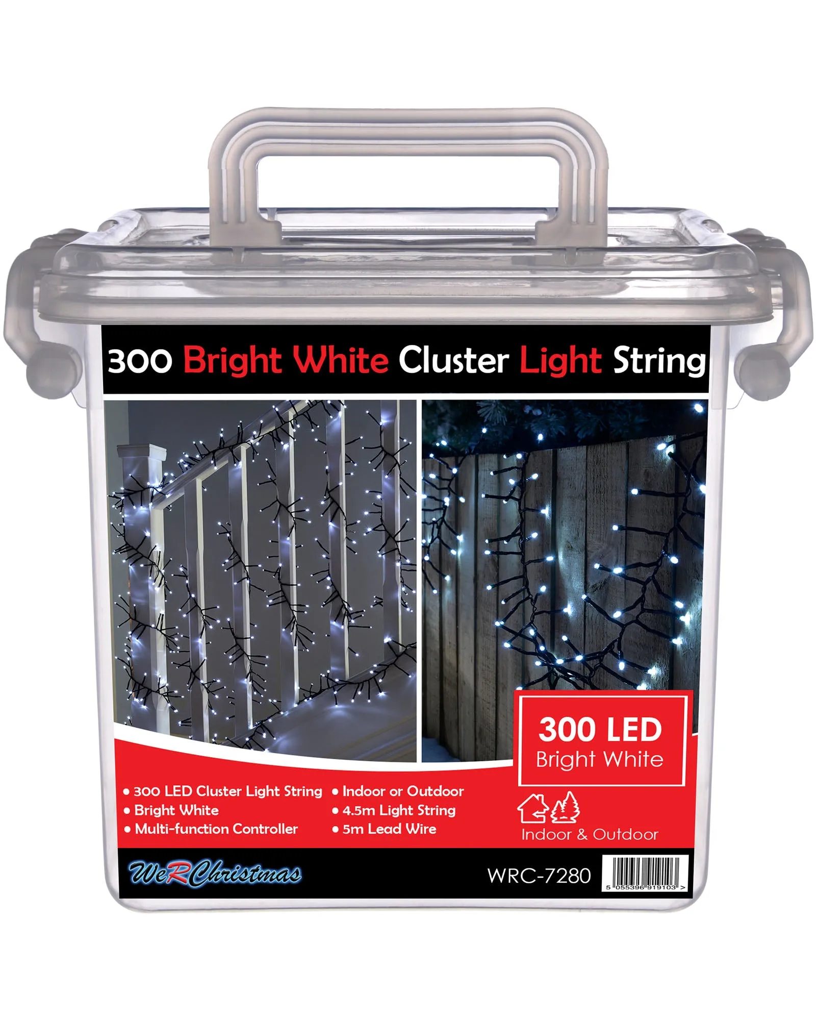 180 Chasing Cluster Light String, Bright White