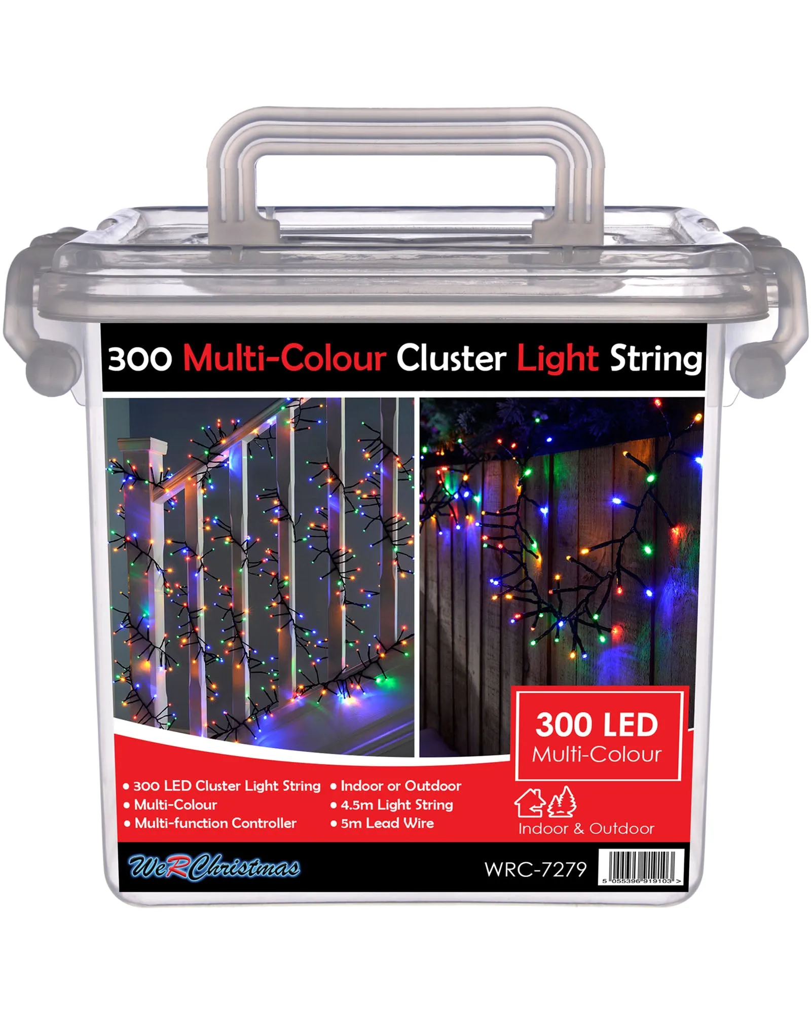 180 Chasing Cluster Light String, Multi-Coloured