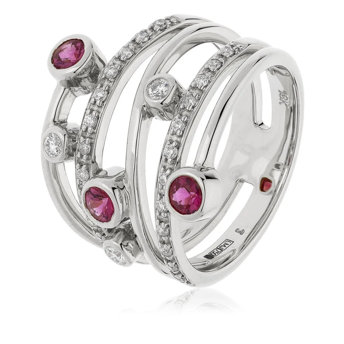 18ct White Gold Ruby and Diamond Cocktail Ring