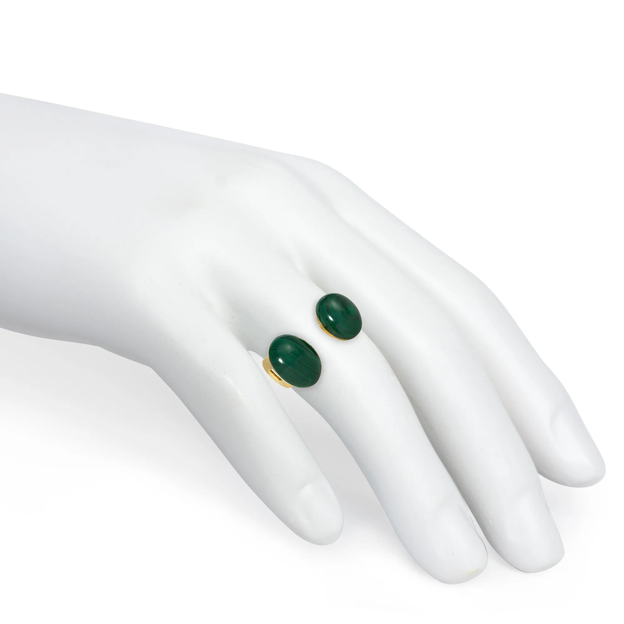 1970s Italian malachite and gold between-the-finger ring