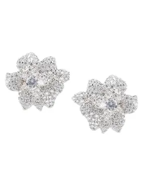 3D Pave Flower Earrings