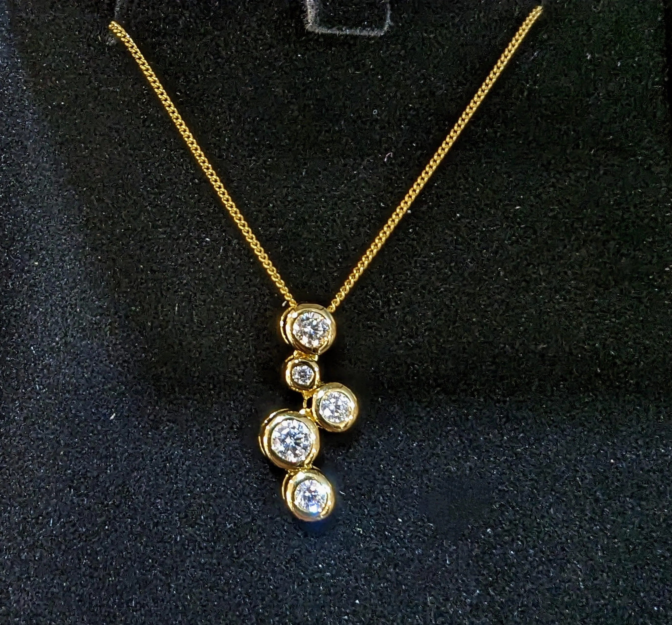 5 Stone Bubbles Pendant Necklace - Yellow Gold