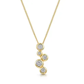 5 Stone Bubbles Pendant Necklace - Yellow Gold