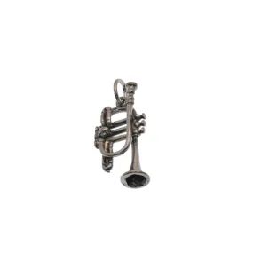 925 Silver Oxidized Trumpet Charm- CHARM0072