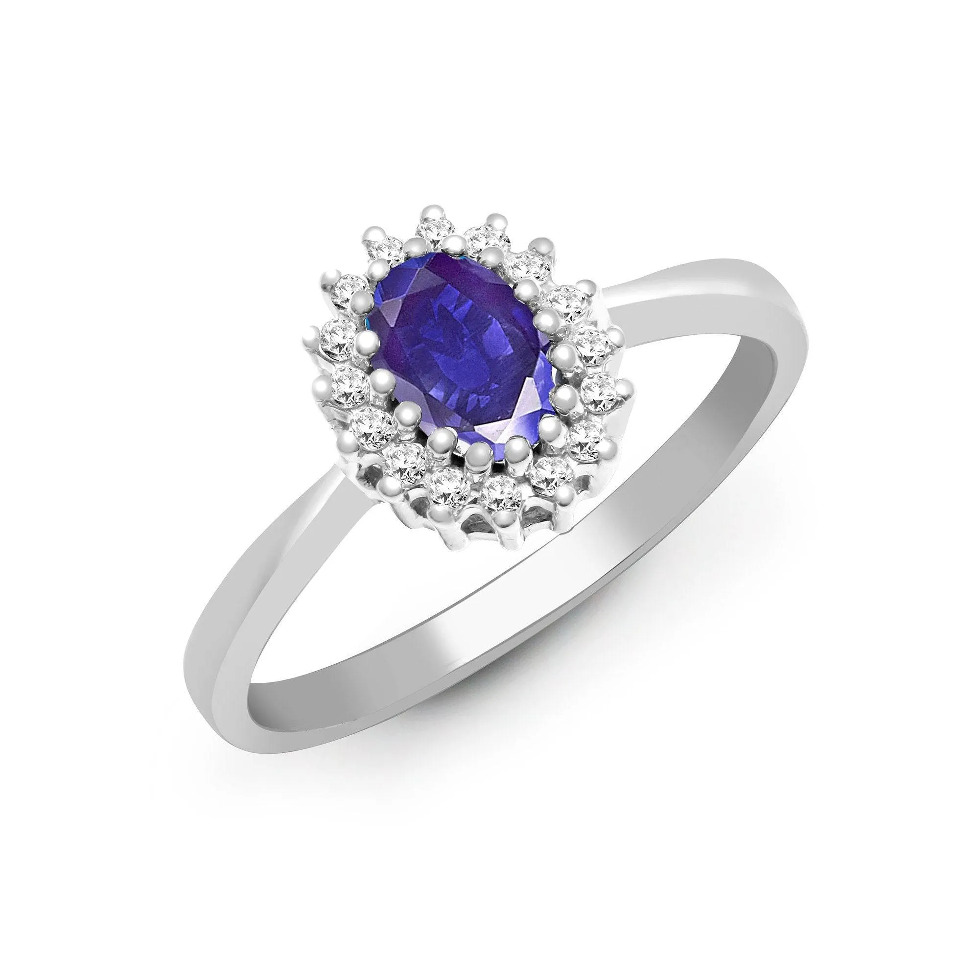 9ct White Gold Diamond And Tanzanite Ring