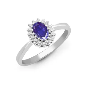 9ct White Gold Diamond And Tanzanite Ring