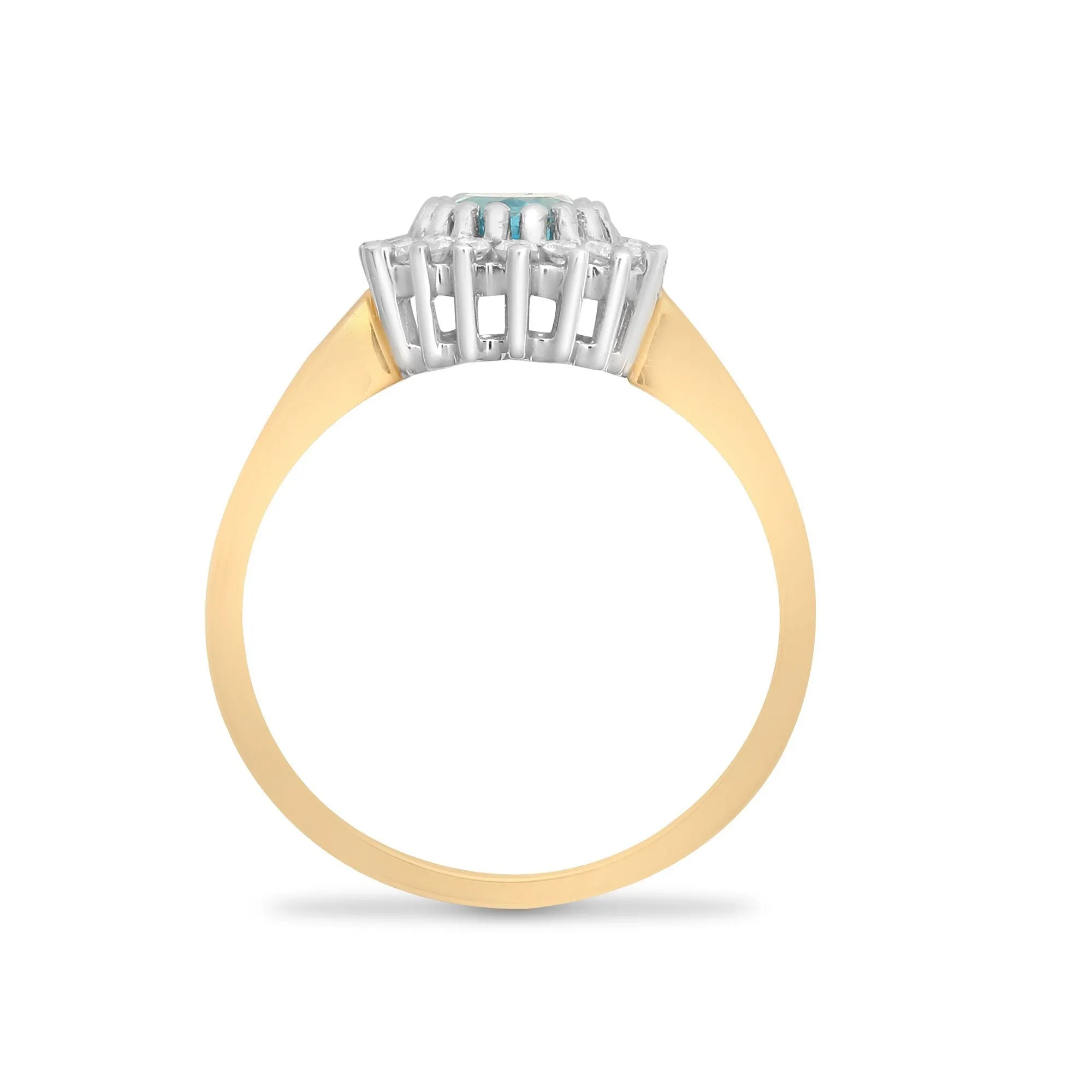 9ct Yellow Gold Diamond And Blue Topaz Ring