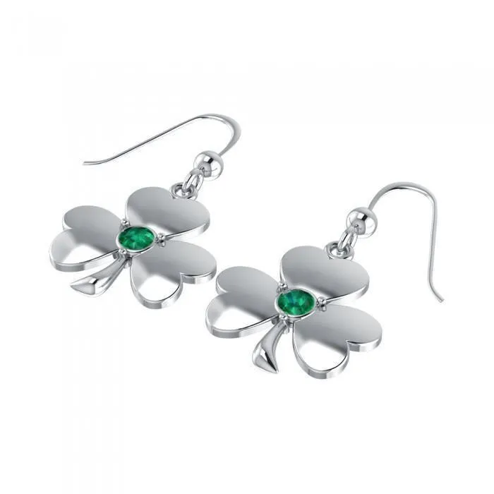 A symbolic charm in Irish culture ~ Sterling Silver Jewelry Shamrock Hook Earrings TE2811