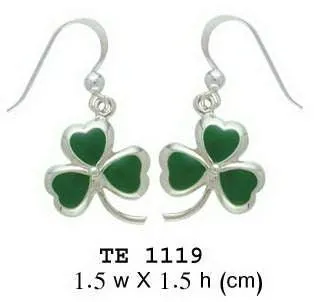 A young sprig of luck and happiness ~ Sterling Silver Jewelry Celtic Shamrock Hook Earrings TE1119