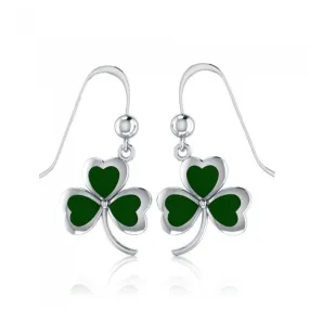 A young sprig of luck and happiness ~ Sterling Silver Jewelry Celtic Shamrock Hook Earrings TE1119