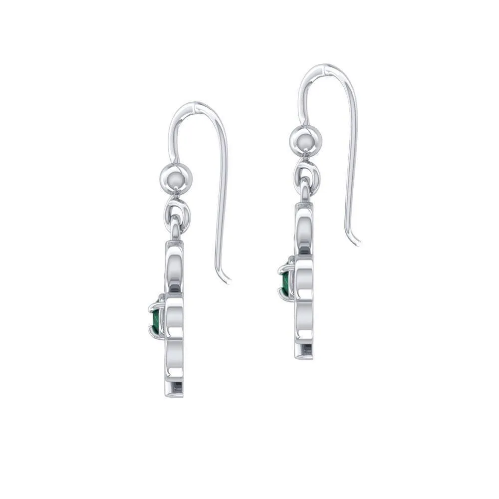 ABC Monogramming Shamrock Clover Silver Gemstone Earrings TER1720