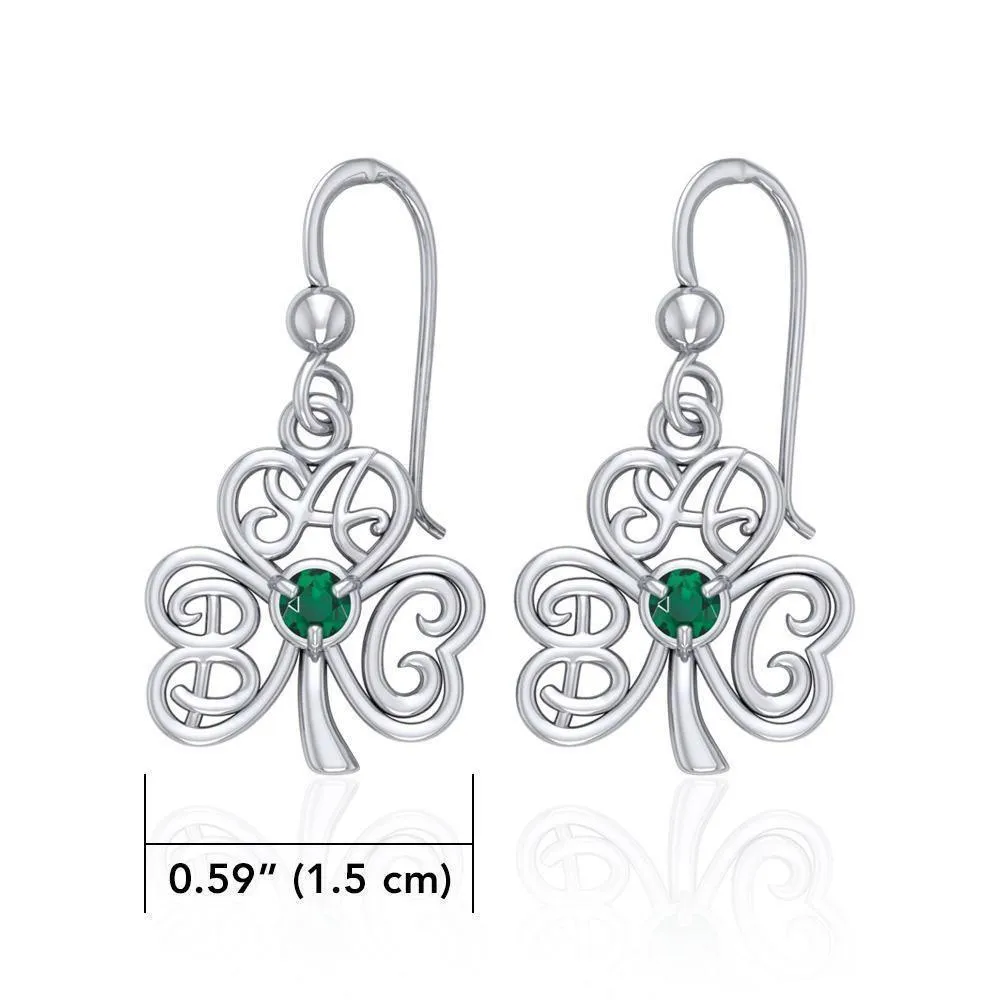 ABC Monogramming Shamrock Clover Silver Gemstone Earrings TER1720