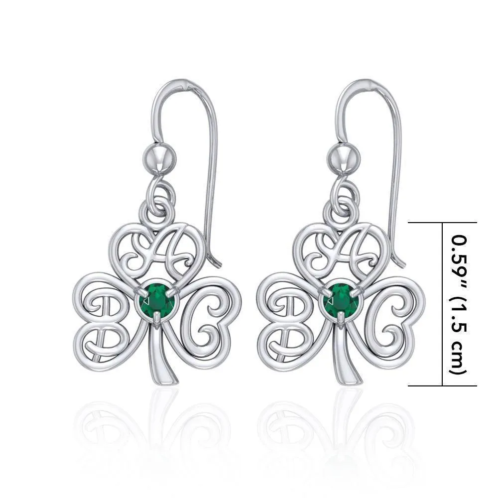 ABC Monogramming Shamrock Clover Silver Gemstone Earrings TER1720