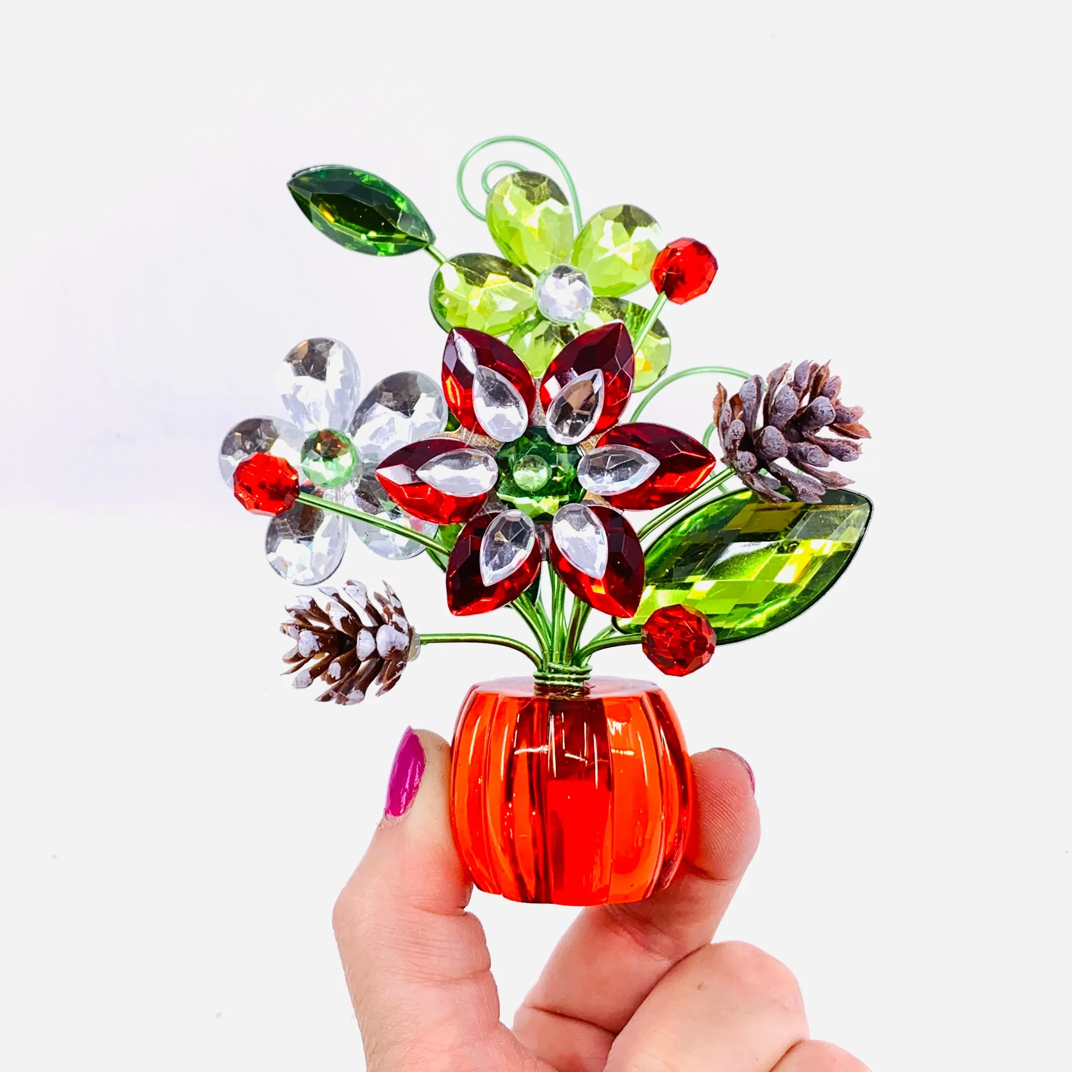 Acrylic Bouquet, Holiday Wishes Posy Pot 28