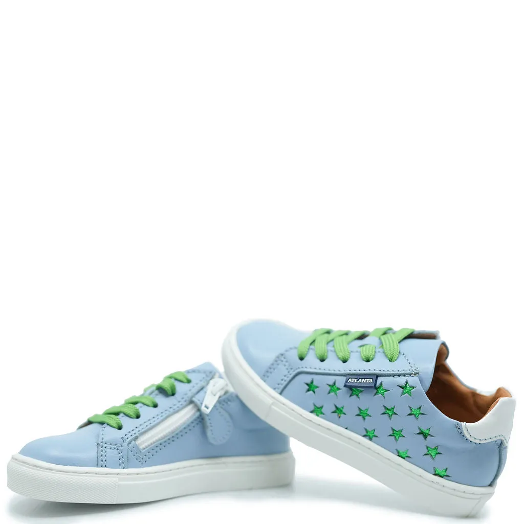 Atlanta Mocassin Sky Blue and Green Star Sneaker