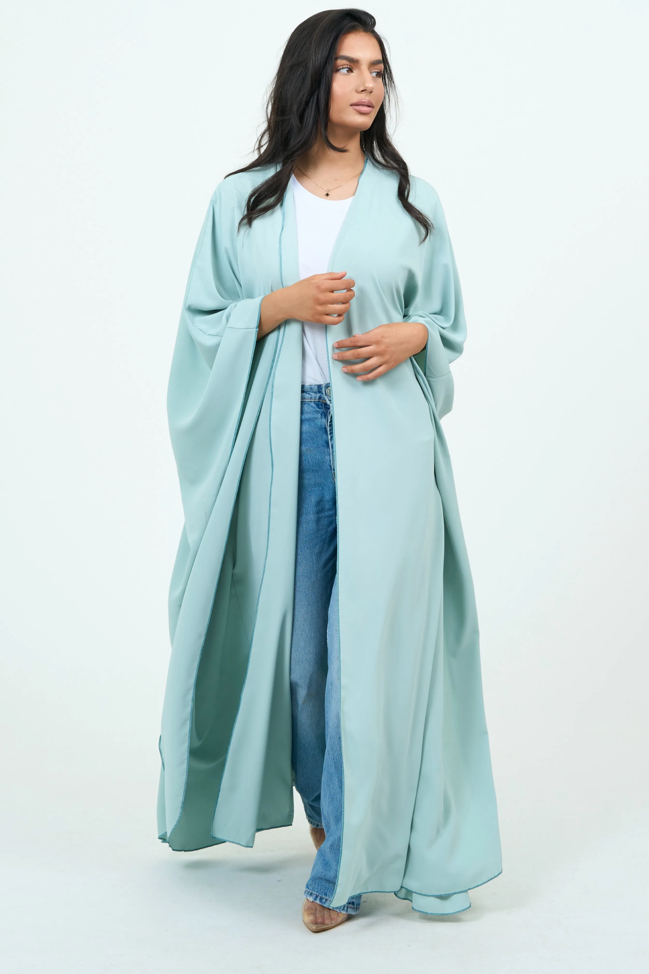 Baby Blue Abaya With Sleeves