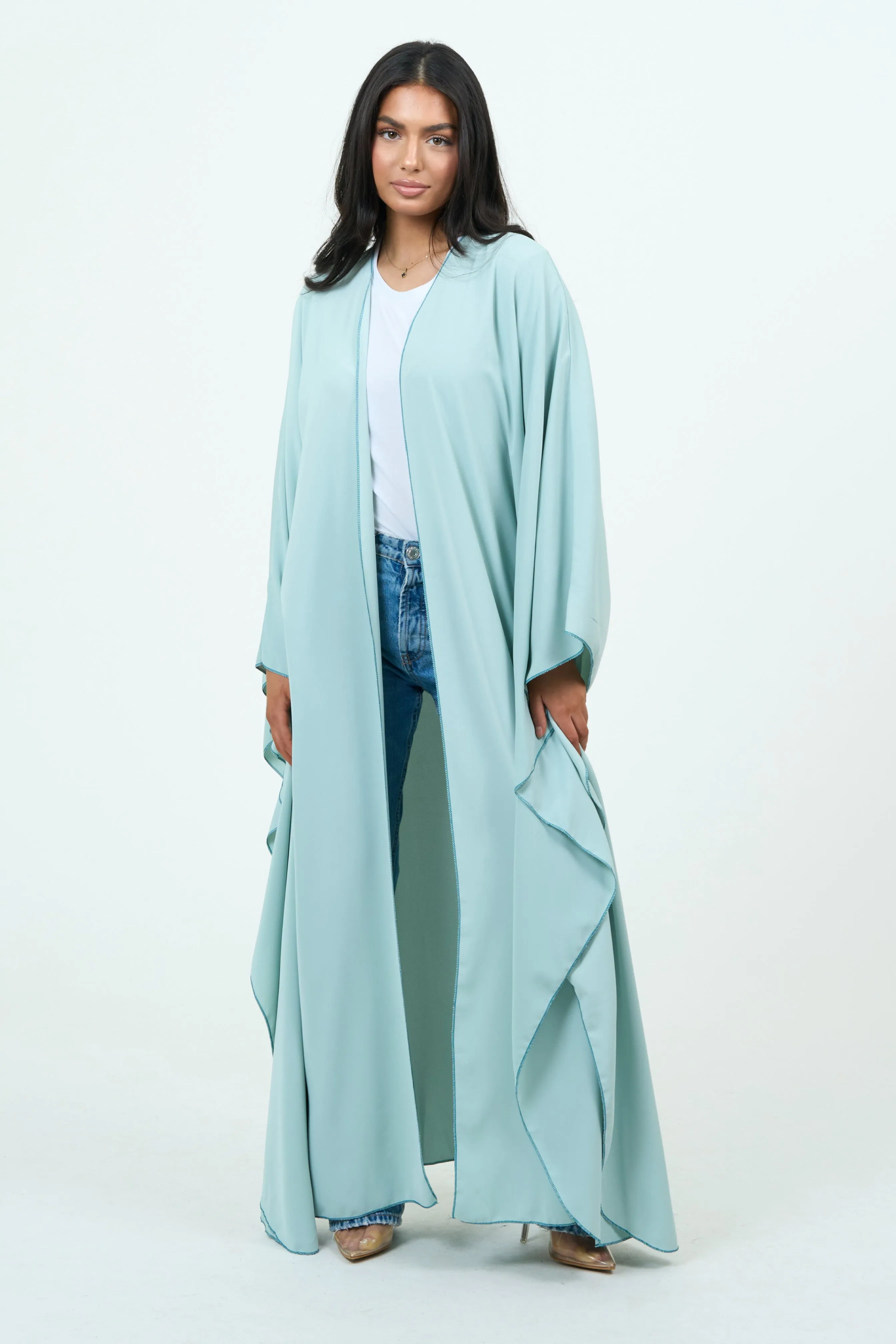 Baby Blue Abaya With Sleeves