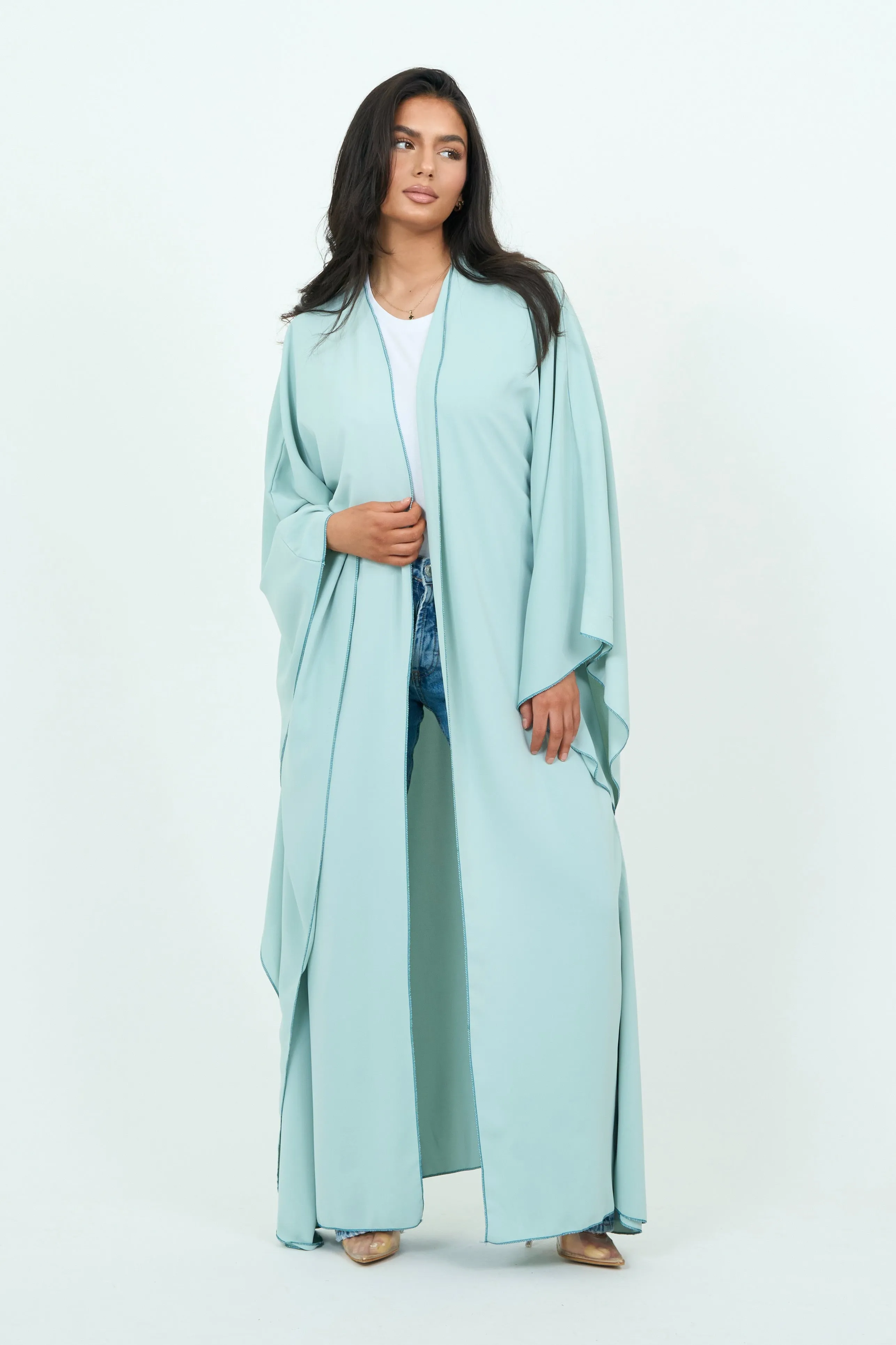 Baby Blue Abaya With Sleeves