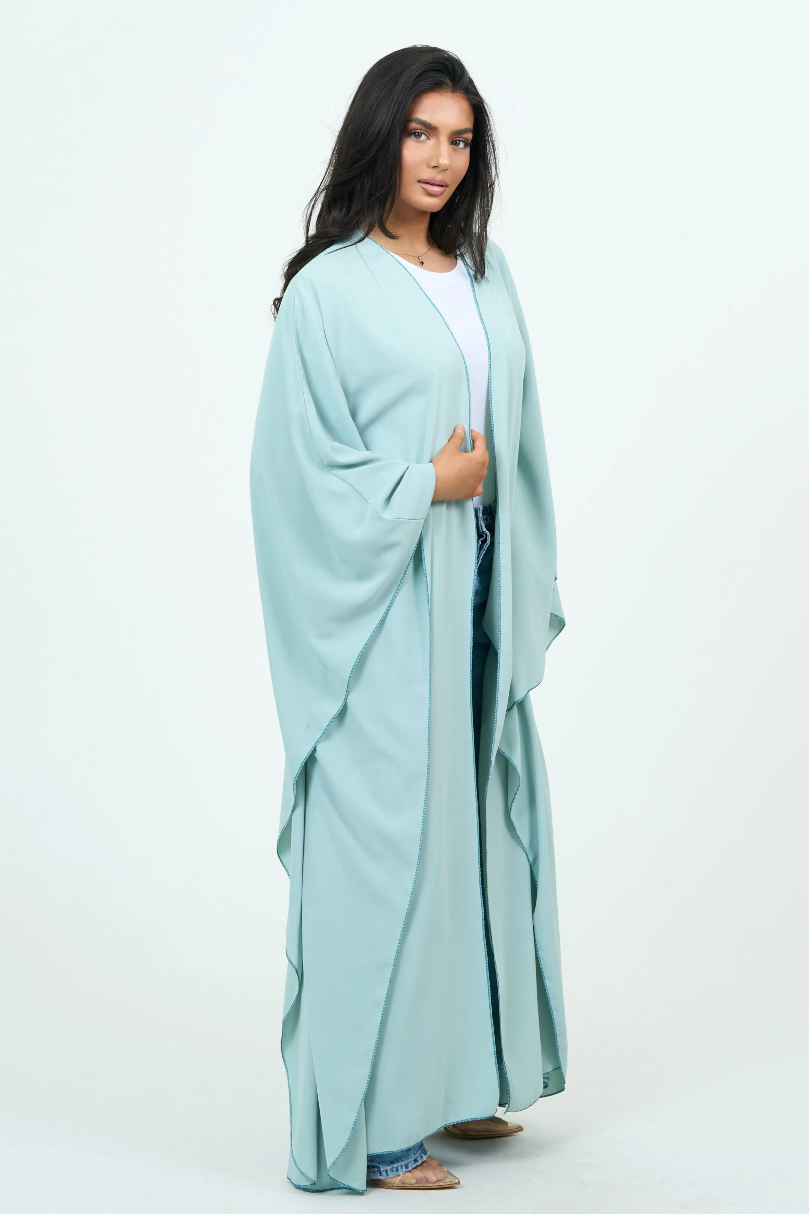 Baby Blue Abaya With Sleeves