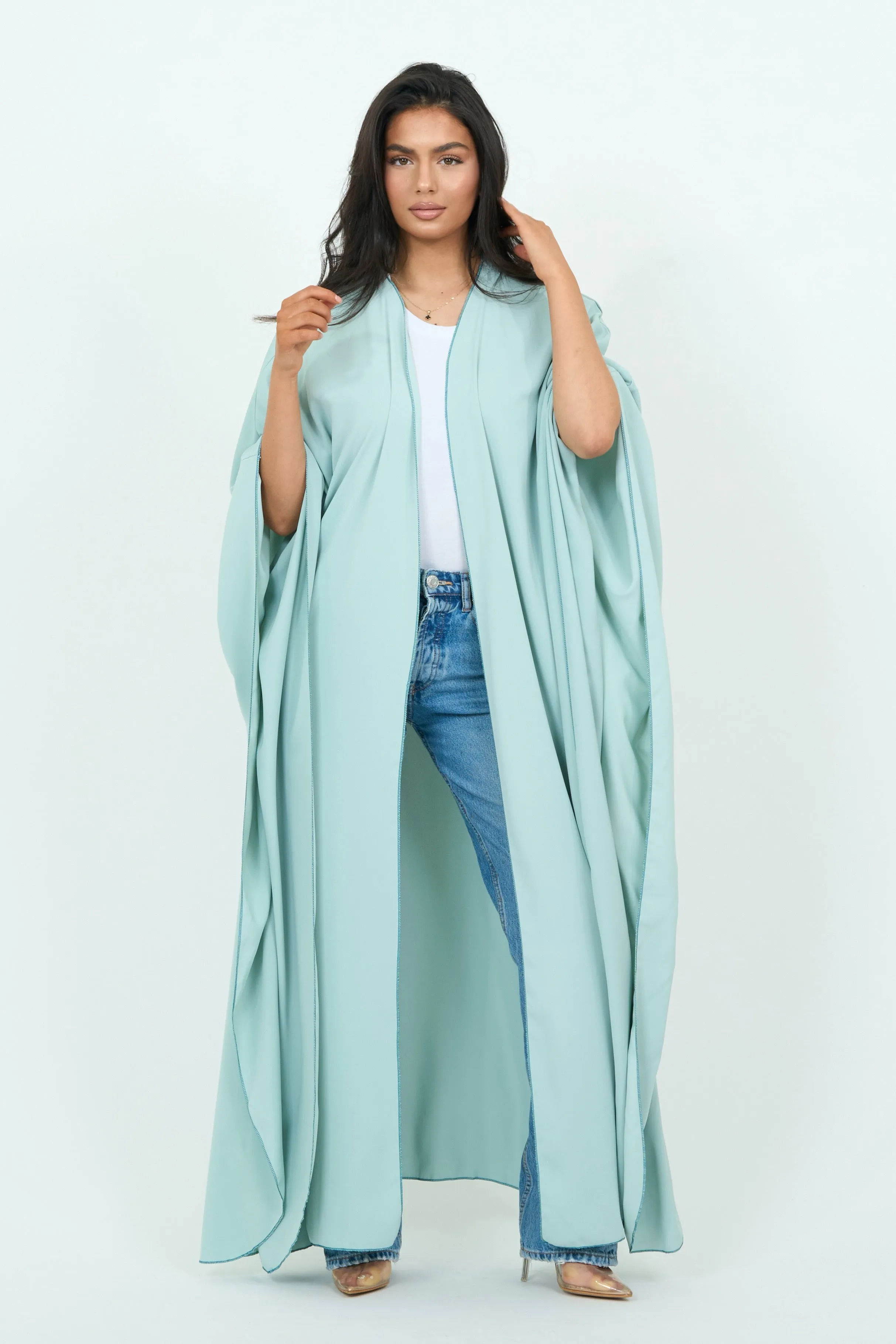 Baby Blue Abaya With Sleeves