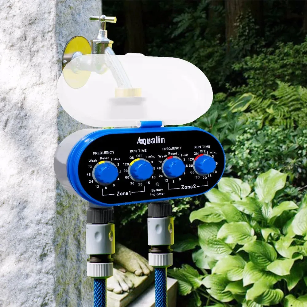 Ball Valve Electronic Automatic Watering Two Outlet Four Dials  Water Timer Garden Irrigation Controller for Garden, Yard #21032