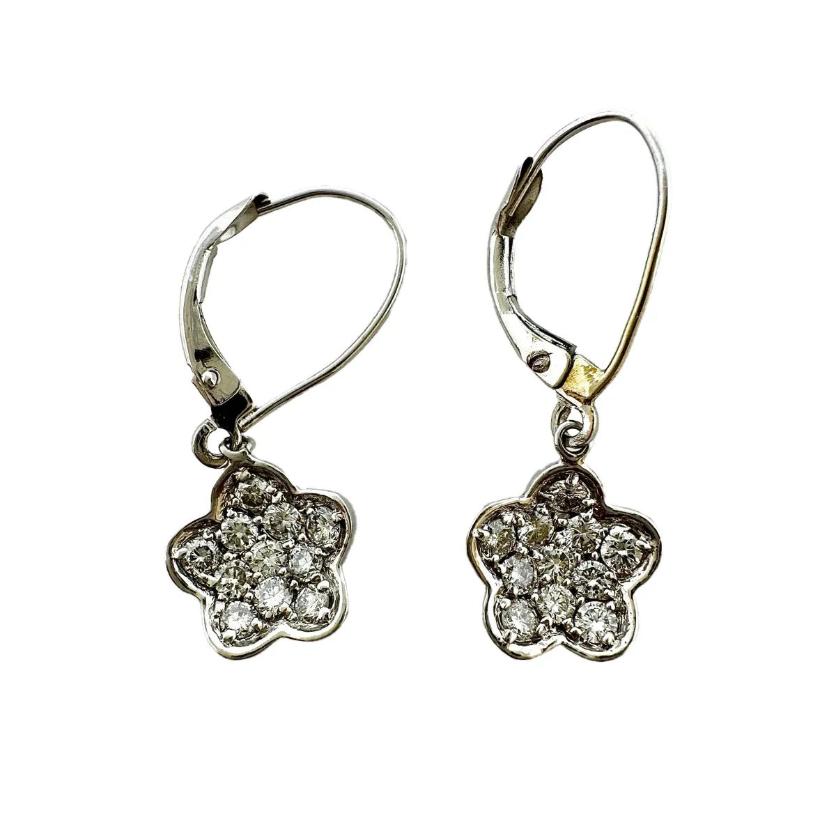 Barry Kronen Diamond Flower Drop Earrings