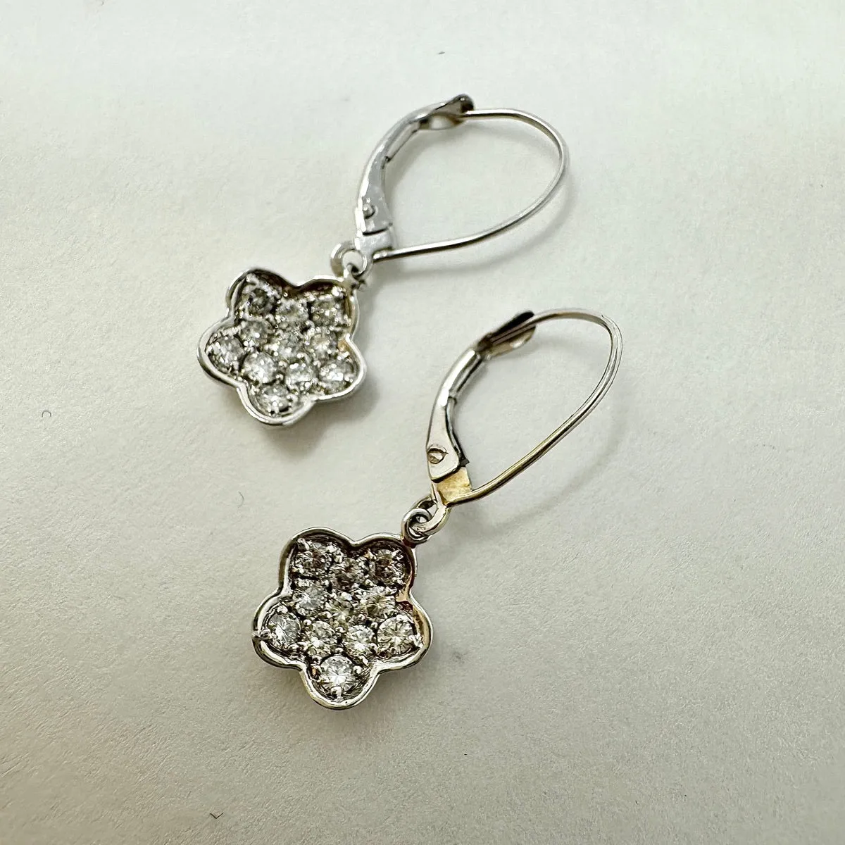 Barry Kronen Diamond Flower Drop Earrings