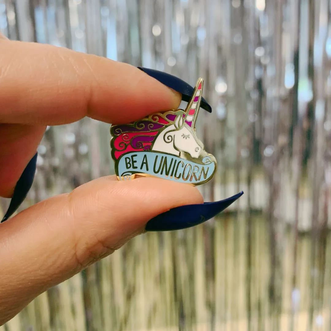 Be A Unicorn Enamel Pin on Card