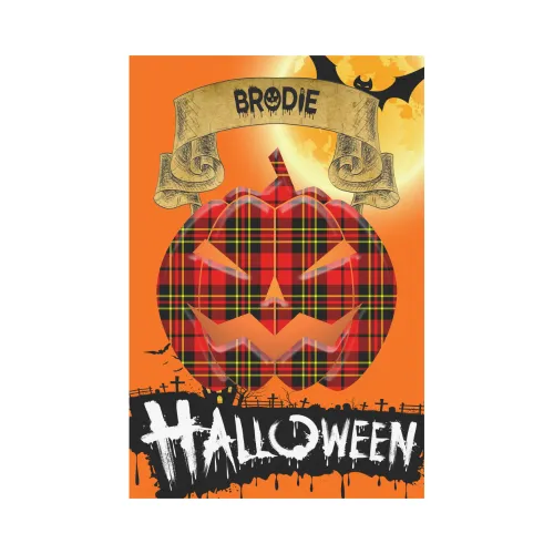 Brodie Modern Tartan Jack O' Lantern Garden Flag / Halloween Home Decor NN4