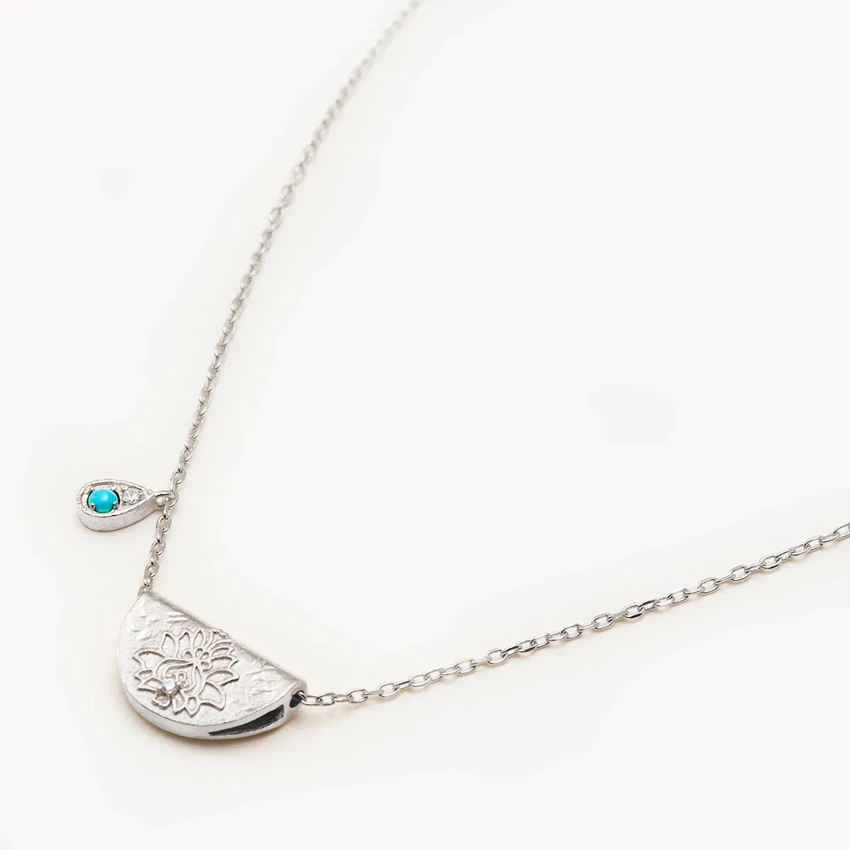 By Charlotte Lotus Birthstone Necklace (December), Silver