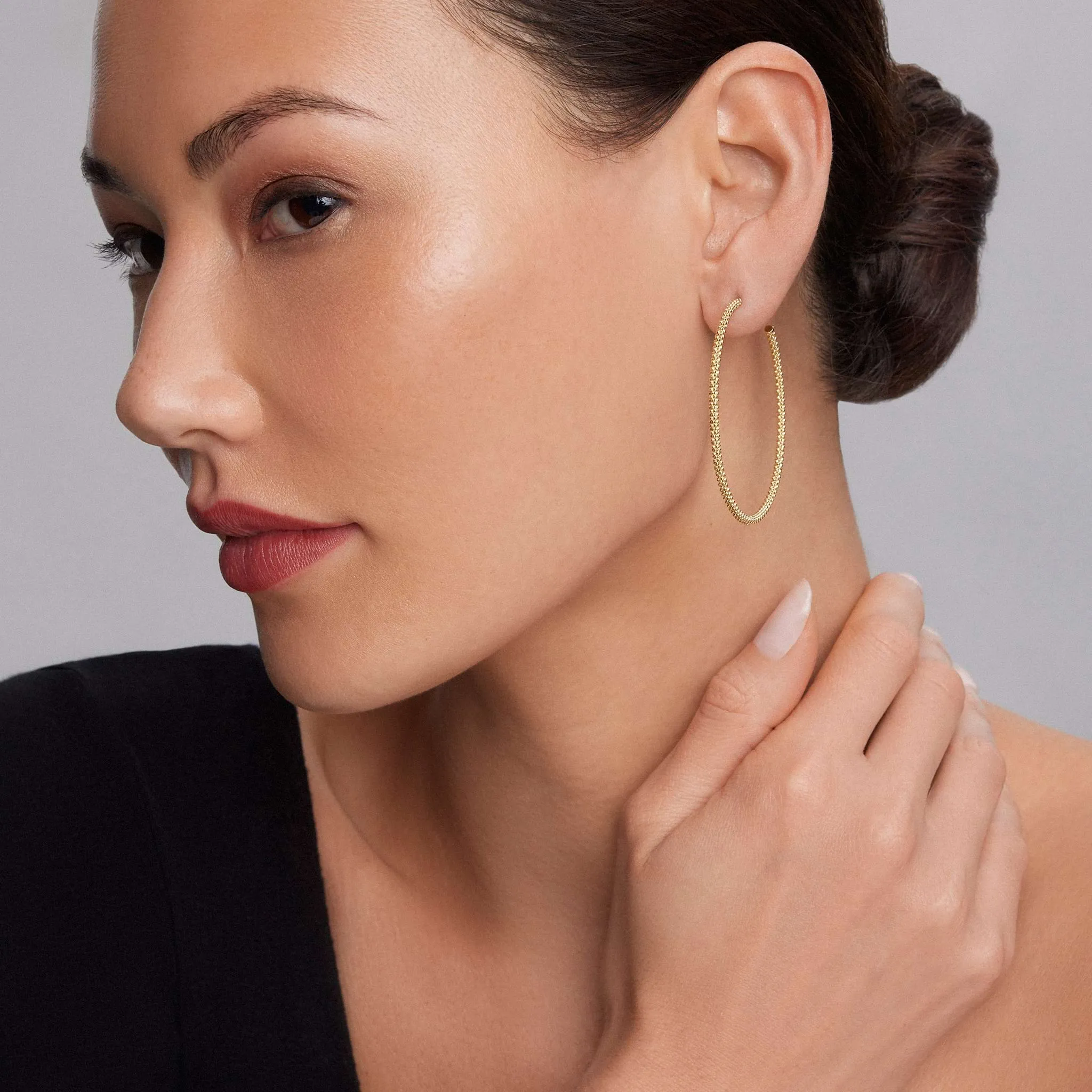 Caviar Gold Large 18K Gold Caviar Hoop Earrings