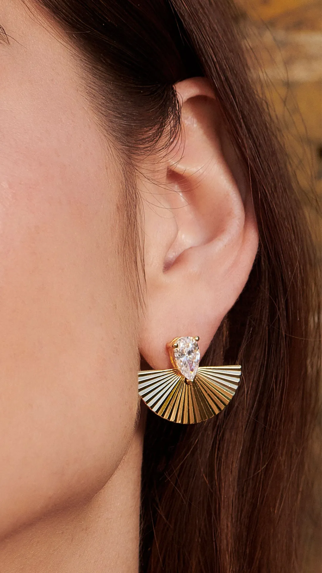 Celene Fan Studs Large 18K Gold Vermeil