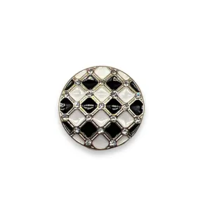 Checkered Button with Rhinestones- Art. B184 - Gafforelli Srl