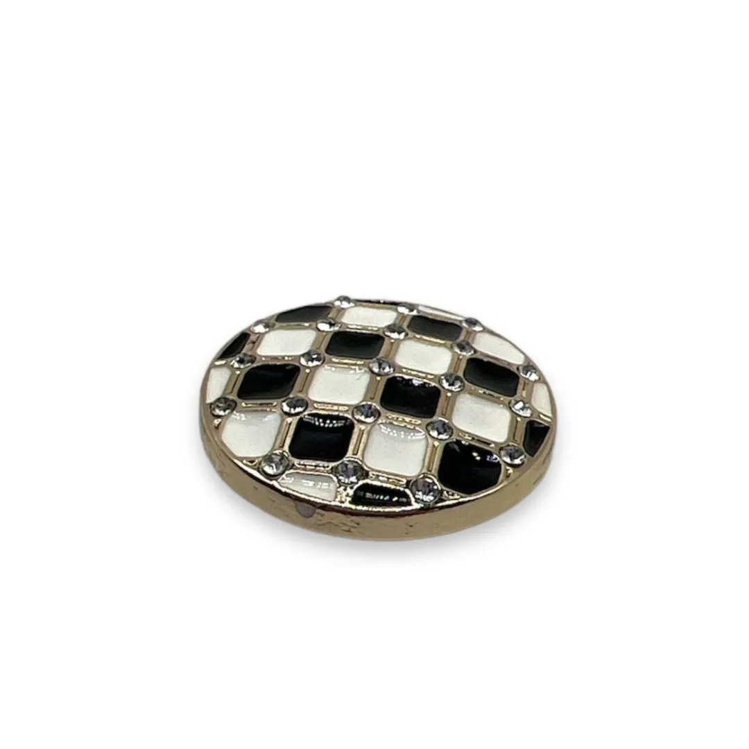 Checkered Button with Rhinestones- Art. B184 - Gafforelli Srl