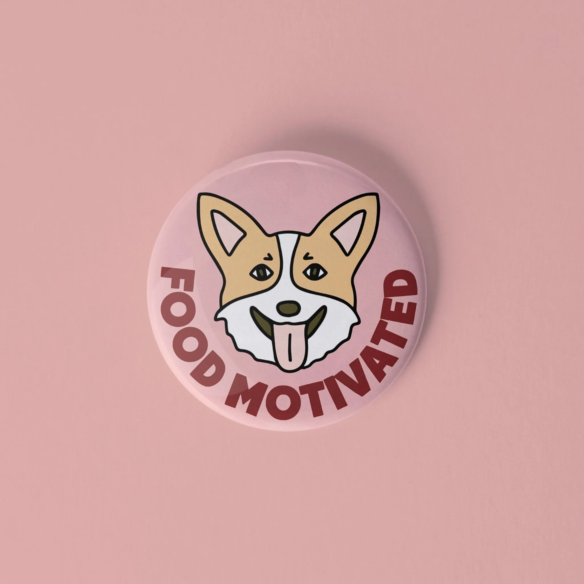 Corgi Food Motivated pinback button