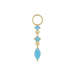 CZ DRIP HOOP CHARM WITH TURQUOISE