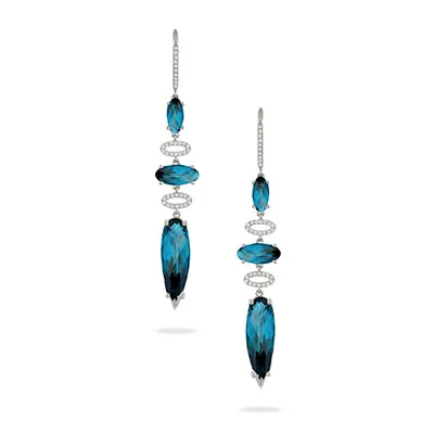 Doves London Blue Topaz and Diamond Earrings E9113LBT