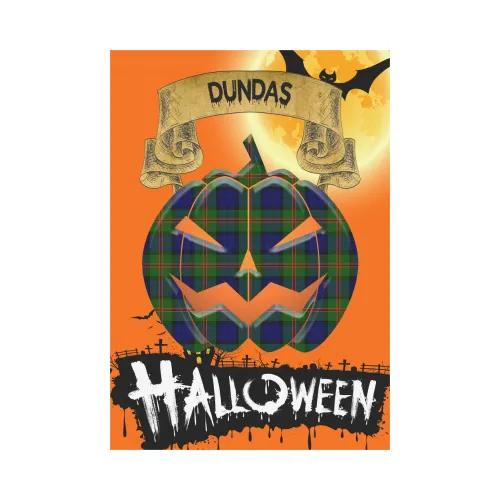 Dundas Modern Tartan Jack O' Lantern Garden Flag / Halloween Home Decor NN4