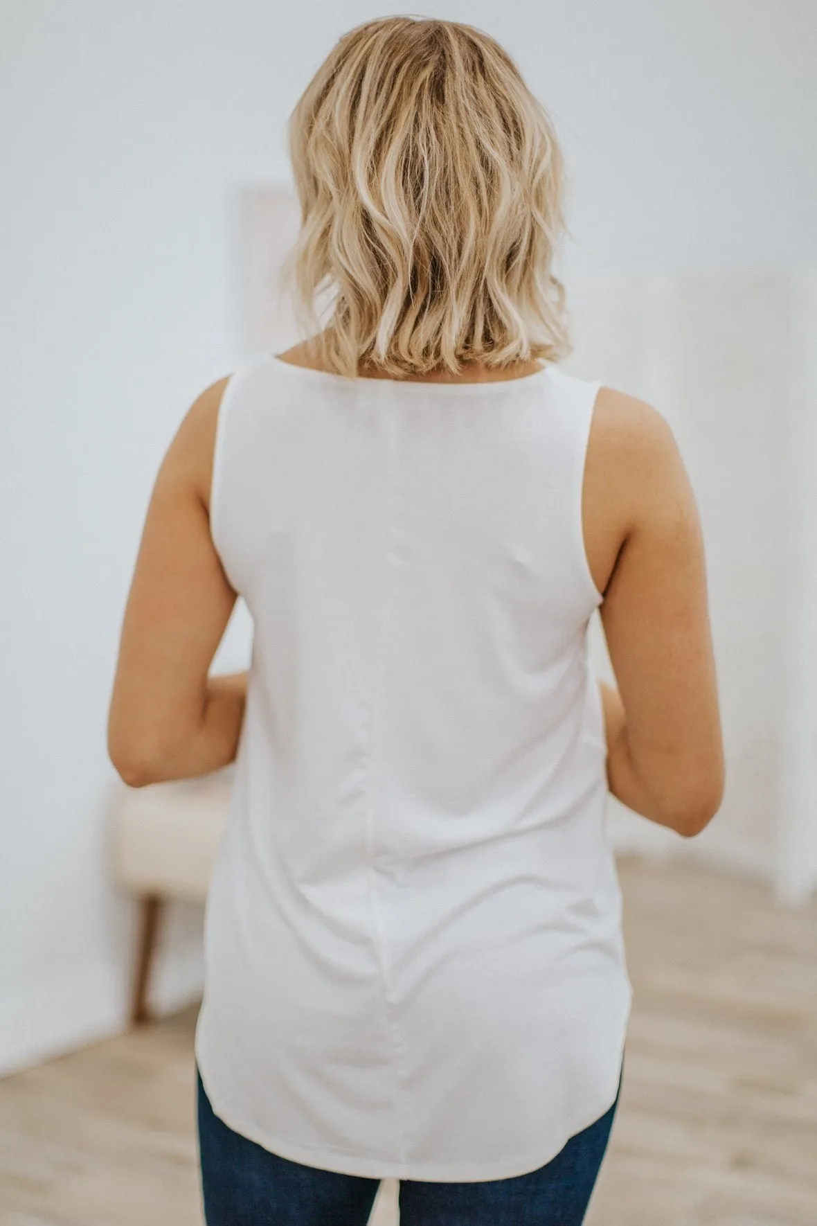 First In Line Sleeveless Leopard Pocket Tank Top in Ivory