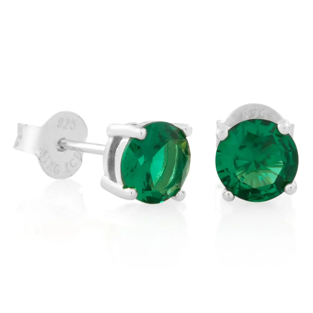 Green Brilliant-Cut Stud Earrings