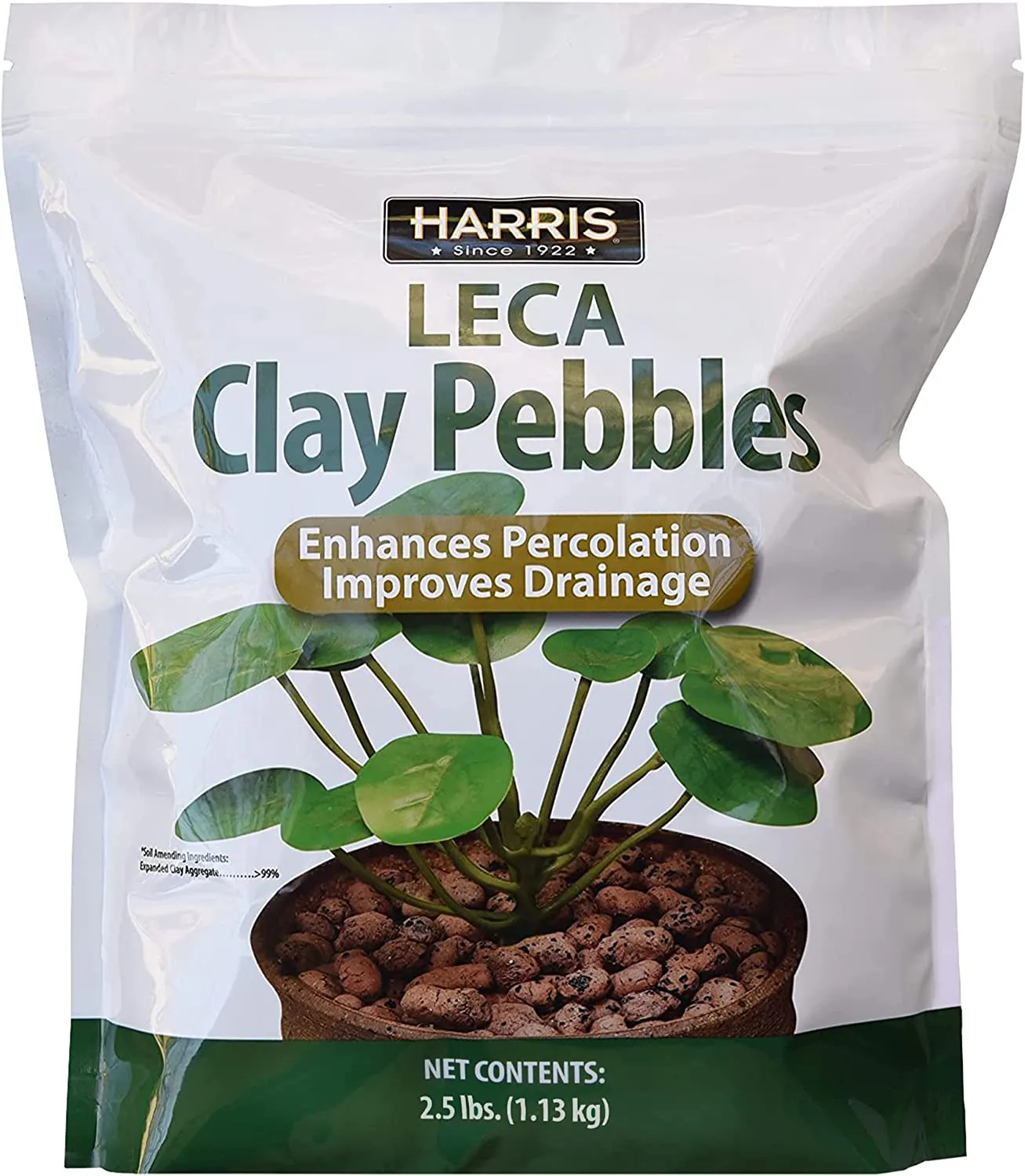 Harris LECA Expanded Clay Pebbles for Plants, 2.5lb for Indoor, Outdoor and Hydroponic Growing