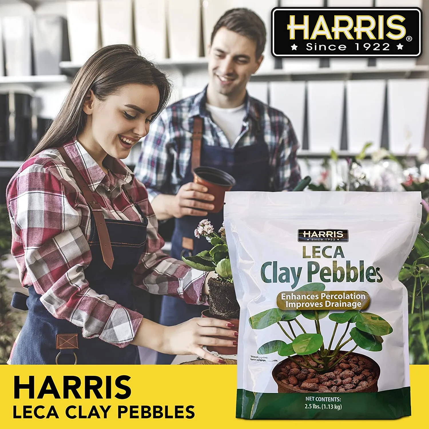 Harris LECA Expanded Clay Pebbles for Plants, 2.5lb for Indoor, Outdoor and Hydroponic Growing